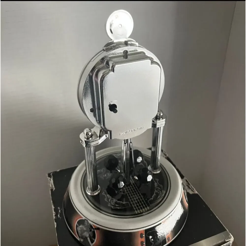 ELVIS PRESLEY Silver Anniversary Clock Porcelain Base Rotate Glass Dome